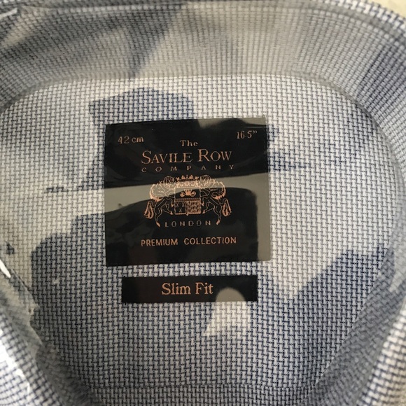 NWT. Savile Row Co. textured blue slim-fit shirt - Picture 3 of 4